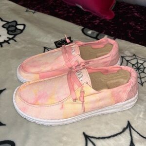 Hey Dude Women's Pink and Yellow Flats